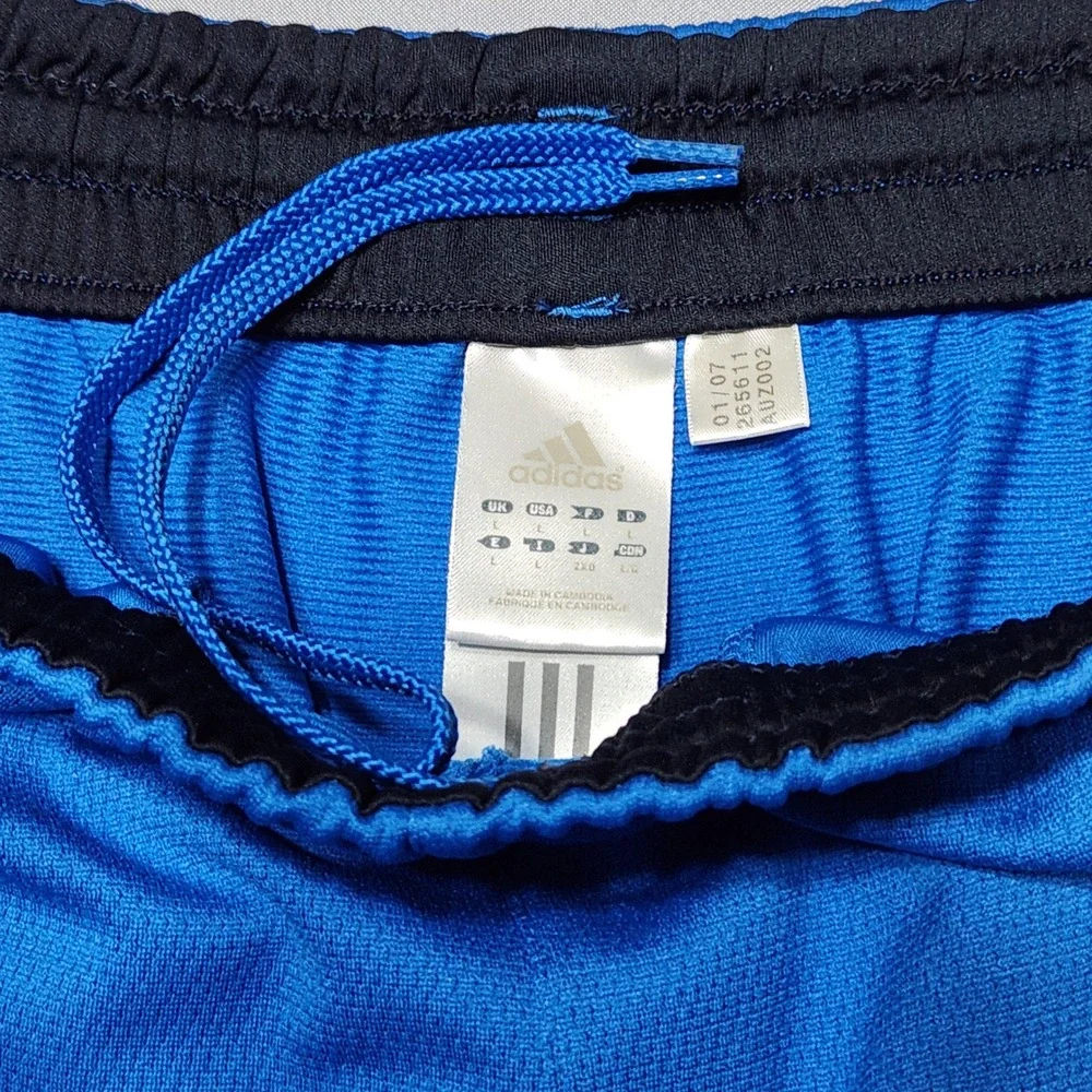Adidas Mens Blue Mesh‎ Athletic Basketball Shorts Black Stripes Size L 265611